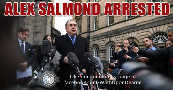 wathupondearne 

Latest news in Yorkshire: January 24, 2019 11:28:24 AM 

Scotland's former First Minister Alex Salmond has been arrested by
police and charged, with a report sent to the procurator fiscal. He is
due to appear in court in Edinburgh later today. Sky News are reporting
that proceedings are now live under the Contempt of Court Act. 

Police did not say what Salmond, who served as first minister from 2007
to 2014, is charged with. Two people have made harassment complaints
against the SNP grandee but he denies them and took successful legal
action against the Scottish government over their investigation. 

Earlier this month a court said the government's decisions were
"procedurally unfair and... tainted with apparent bias". 

At the time Salmond said he is "not guilty of any criminality
whatsoever." 

The party leader resigned following the loss of the Scottish
independence referendum but represented Gordon in the House of Commons
from 2015 to 2017. 

Reported on Twitter by James Matthews (SKY)
?Verified account @jamesmatthewsky 

Police Scotland on Alex